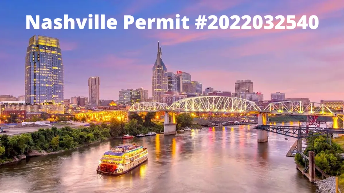 An inviting exterior shot featuring the Nashville skyline, a boat gliding along the river, and a pedestrian bridge. The setting is festive and welcoming, with city lights reflecting over the water—a visual nod to the allure of evening activities and scenic city views.